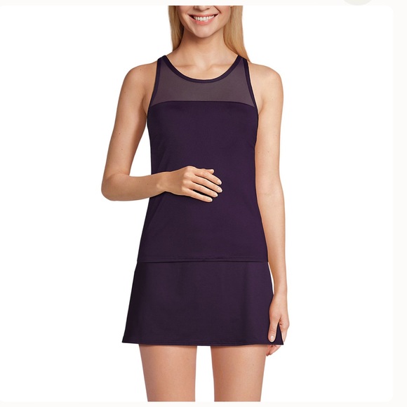 Lands end swim top high neck blackberry 2 piece - Picture 5 of 8